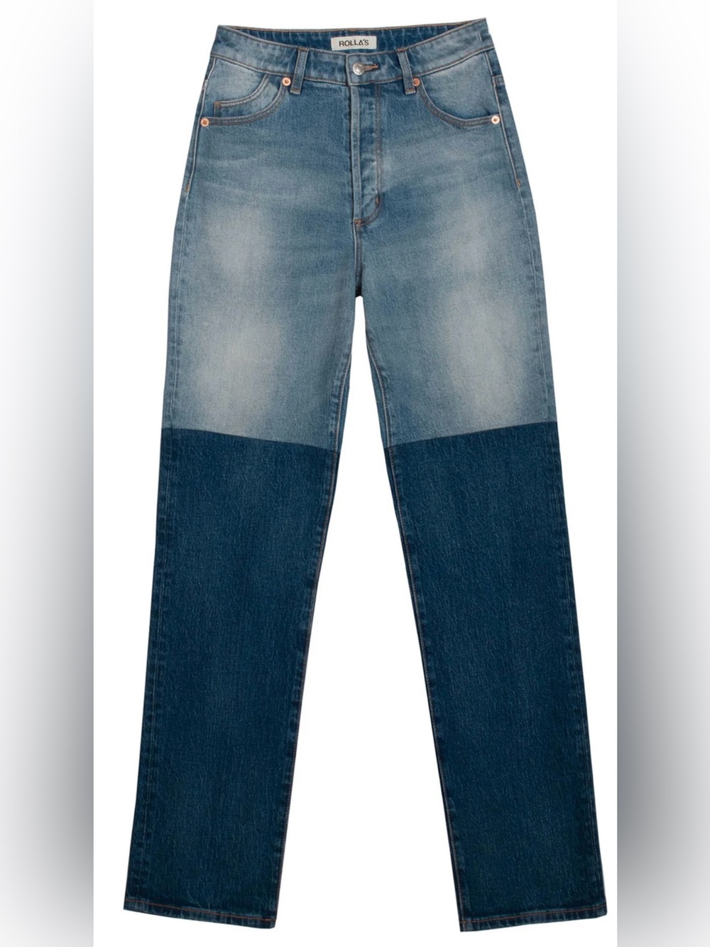 ROLLA'S Two-Tone Straight-Leg Jeans in Light Blue and Dark Blue
